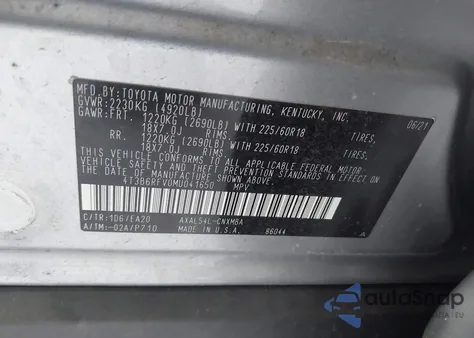 2021 Toyota Rav4 Hybrid Xle Premium from USA, damaged, VIN 4T3B6RFV0MU041650